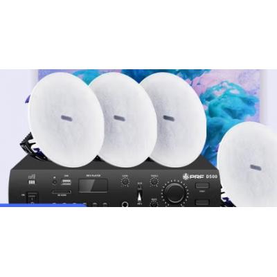 ：YAMAHA雅马哈定压吸顶喇叭音响套装嵌入式组合工程吊顶音乐公共广播会议无线蓝牙功放音箱明装消防系统 背景广播系统【4只】带麦克风